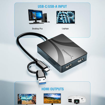 SABRENT Dual HDMI Adapter with DisplayLink for Mac