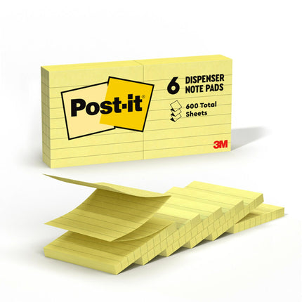 3M R335YW Post-It Lined Pop-Up Notes, 3 x 3, Yello