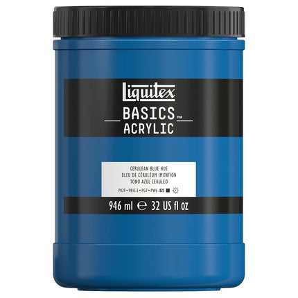 Peinture acrylique Liquitex Basics, pot de 946 ml, bleu céruléen