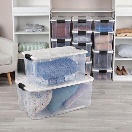 Sterilite 4-Pack Ultra Latching Box, Large Storage Bins w/Lids, Clear Plastic, 70 Quart