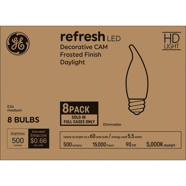 GE Refresh LED Light Bulbs, Frosted Finish, HD Day