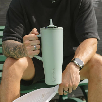 BrüMate Era Flip 40oz Tumbler with 100% Leakproof Covered Straw Lid | Hygienic Covered Straw | Insulated Stainless Steel Water Bottle with Handle | Cup Holder Friendly | BPA-Free (Maraschino)