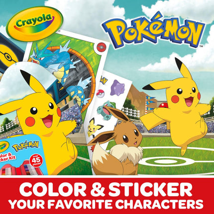 Crayola Pokemon Art Kit for Kids (45pcs), Pokemon Coloring Book Pages & Stickers, Christmas Gifts for Grandkids, DIY Craft Kit for Girls & Boys, Ages 4+