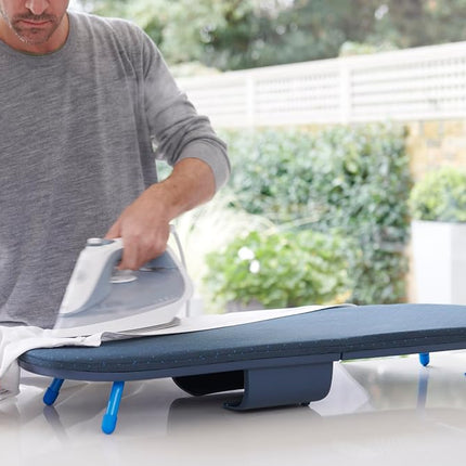 Joseph Joseph Pocket Plus Folding Space-Saving, Compact table-top Ironing Board, Black/Blue