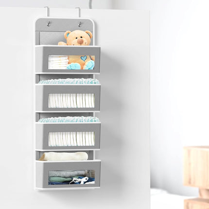 Organizador de pared/puerta Simple Houseware con 4 bolsillos de ventana transparente, gris