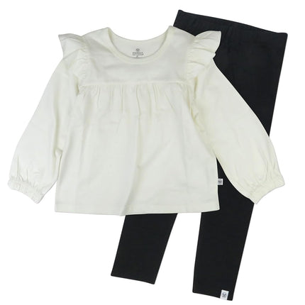 HonestBaby 2-piece Tunic & Legging Set 100% Organic Cotton for Infant Baby and Toddler Girls, Unisex T-Shirt Set for Babies and ToddlersBabies Unisex, Black/white, 3 Años
