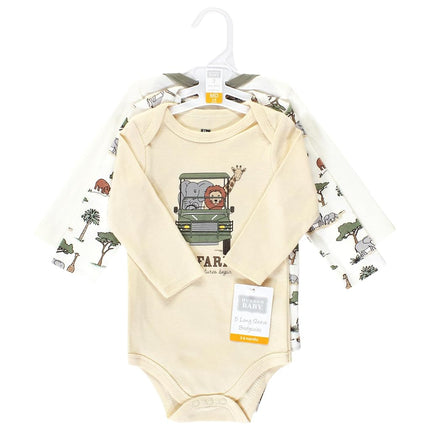 Hudson Baby Trajes de Manga Larga de Algodón Unisex para Bebés, Paquete de 3 Going On Safari, 3-6 Meses, Paquete de 3 Going on Safari, 3-6 Meses
