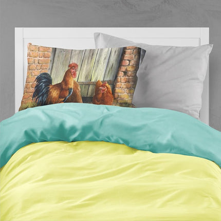 Caroline's Treasures BDBA0056TAIE D'OREILLER Coq et poulets par Daphne Baxter Housse de coussin standard en tissu léger, super doux, facile d'entretien, illustration décorative, Standard
