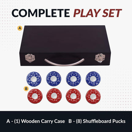 Hathaway Shuffleboard Pucks with Case (Set of 8), Dark Cherry Finish
