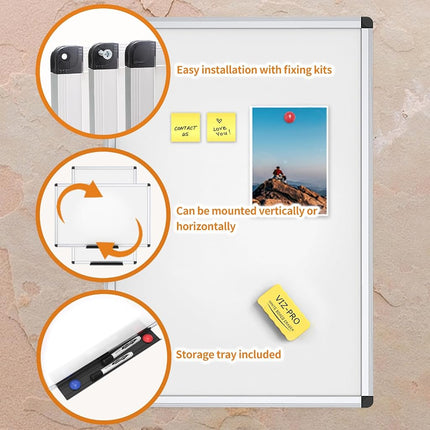 VIZ-PRO Magnetic Whiteboard/Dry Erase Board, 18 X 12 Inches, Includes 1 Eraser & 2 Markers & 4 Magnets…