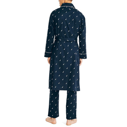 Nautica Men's Woven J-Class Robe, Peacoat, Small/Medium