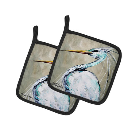 Caroline's Treasures Blue Heron Smitty's Brother Pair of Pot Holders MW1132PTHD, Fabric, Multicolor