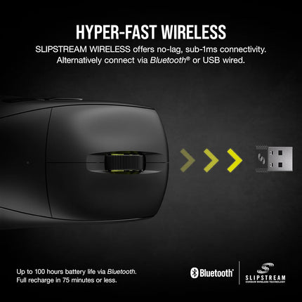 Corsair M75 AIR Wireless Ultra Lightweight Gaming Mouse � 2.4GHz & Bluetooth � 26,000 DPI � Up to 100hrs Battery � iCUE Compatible � Black