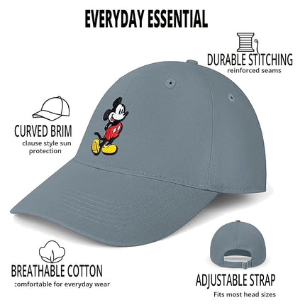 Disney Adult Baseball Cap, Mickey Mouse Adjustable Dad Hat Grey