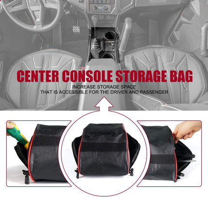 Bolsa de almacenamiento para consola central Xprite UTV para Polaris General 1000/1000-4 todoterreno 2016, 2017, 2018, 2019, 2020, 2021 Organizador de bolsillo para asientos centrales - Redlining