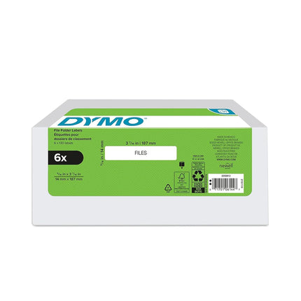 DYMO Authentic LabelWriter 1-Up File Folder Labels for LabelWriter Label Printers, White, 9/16'' x 3-7/16''(30327), 6 Rolls of 130