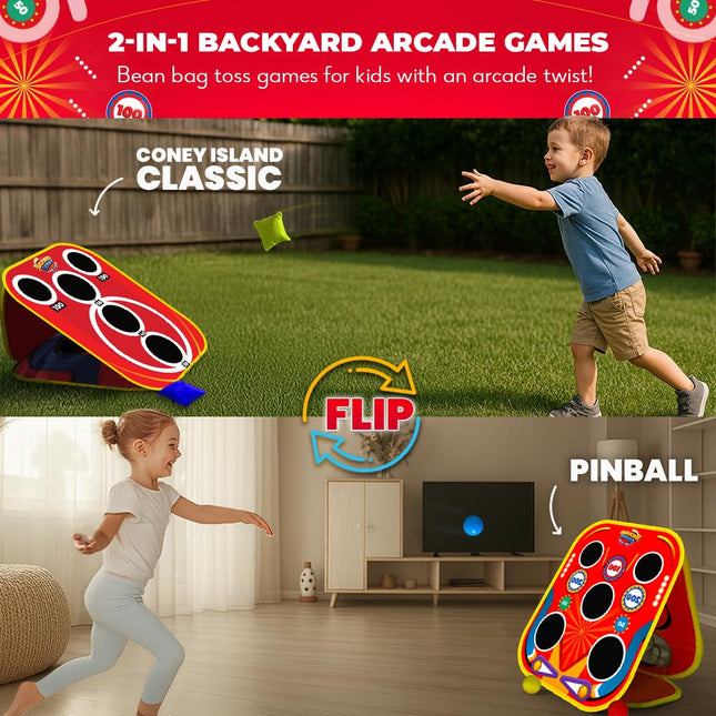 SWOOC Games - Backyard Arcade™ | 2-in-1 Bean Bag Toss Game for Kids w/Carry Bag | 5-Second Setup & Storage | Outside Toys for Toddlers | Carnival Games for Kids | Outdoor Toddler Activities