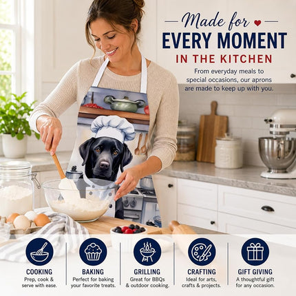 Delantal de cocina Caroline's Treasures Black Labrador Retriever The Chef para cocinar, servir, hornear, manualidades, jardinería para mujeres y hombres adultos, unisex, grande, multicolor