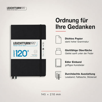 120g Edition Notebook (A5), 203 pages, Ruled, Black