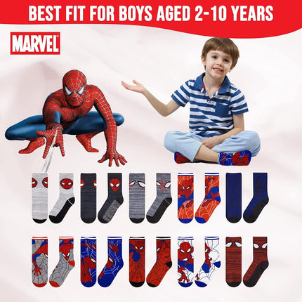 Calcetines de Spiderman para niños, paquete de 10 calcetines decorativos de Spiderman para niños pequeños, increíbles calcetines de Marvel Legends para niños