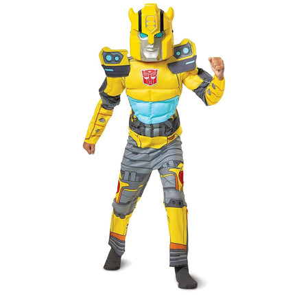 DISGUISE Official Bumblebee Transformers Costume Kids Boys Robot Costume Kids Muscle Fancy Dress Up Outfit for Children Week Birthday M