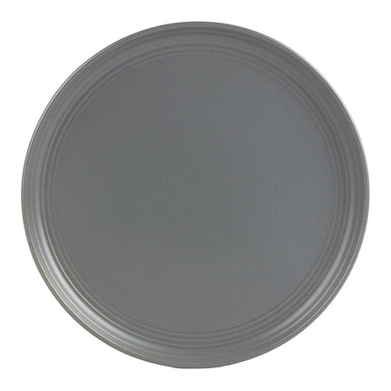 Double Line 10.5" Dinner Plate, Set of 6, Matte Gray