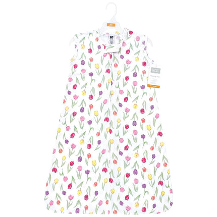 Hudson Baby Unisex Baby Cotton Sleeveless Wearable Sleeping Bag, Sack, Blanket, Spring Tulips, 18-24 Months