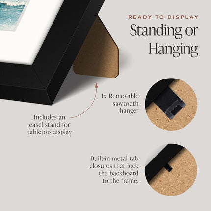 Americanflat 10x8 Photo Frames in Black - Set of 2 - Use as 7x5 Photo Frames with Mount or 8x10 Frames Without Mount - Horizontal and Vertical Formats for Wall and Tabletop