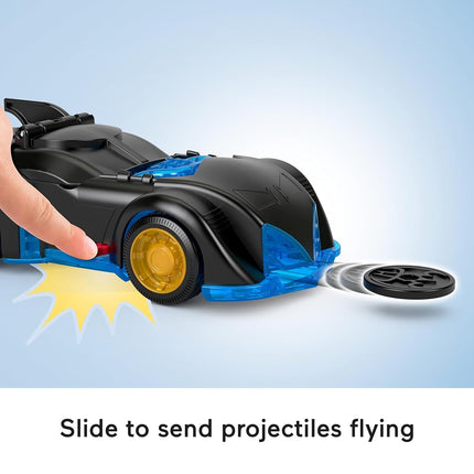 Fisher-Price Imaginext DC Super Friends Batman Toys Shake & Spin Batmobile with Poseable Figure for Preschool Pretend Play Ages 3+ Years, HRP08