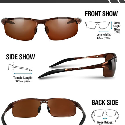 DUCO Lunettes de Soleil Polarisées Hommes Sport Protection UV 8177s, Monture Marron Verre Marron, common