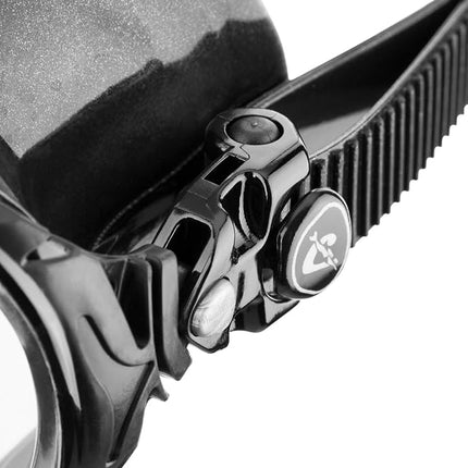 Cressi Big Eyes Evolution Snorkel Mask - Adult Snorkel Set & Quick-Adjust Buckles - Silicone Skirt & Scuba Ready - Low-Volume Scuba Mask - Black/Black HD Mirrored Lens - One Size