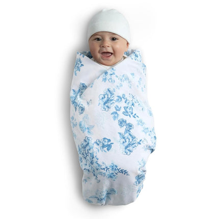 Delta Children 100% Organic Jersey Cotton Baby Receiving Blankets for Girls and Boys � 30x40 Inches - GOTS Certified (Pack of 2), Blue Botanicals