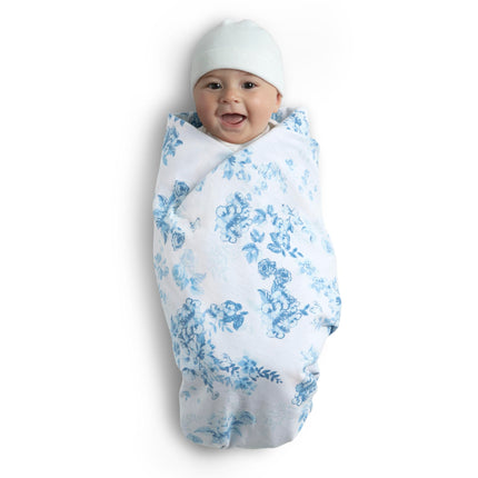 Delta Children 100% Organic Jersey Cotton Baby Receiving Blankets for Girls and Boys � 30x40 Inches - GOTS Certified (Pack of 2), Blue Botanicals