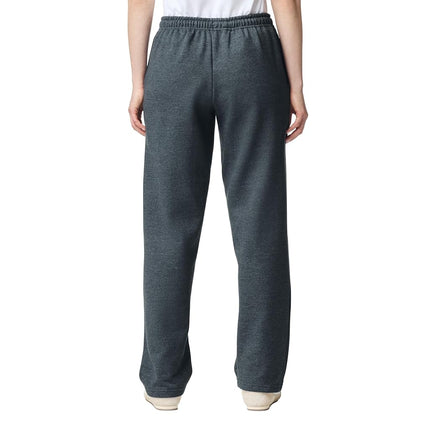 GILDAN Men's Fleece Open Bottom Pocketed Sweatpants, Dark Heather, M UK