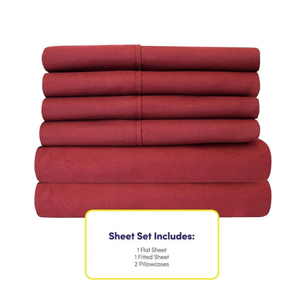 Twin XL Size Bed Sheets - 4 Piece 1500 Supreme Collection Fine Brushed Microfiber Deep Pocket Twin X-Large Sheet Set Bedding - 1 EXTRA PILLOW CASES, GREAT VALUE, Twin XL, Burgundy