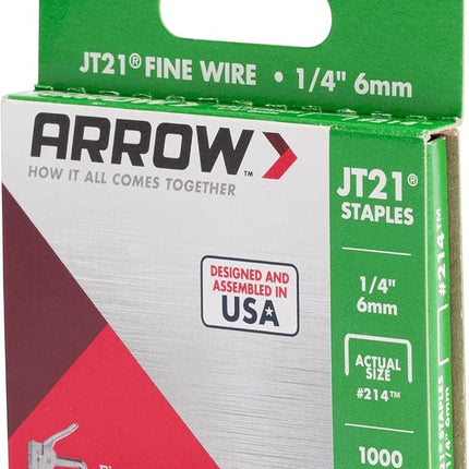 Arrow Staples Jt21 Box 1000 - 1/4 in