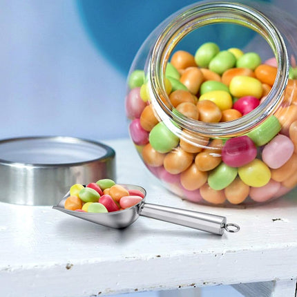 Mini Scoop Set of 8, E-far 3 Ounce Stainless Steel Scoops for Ice Cube/Candy/Flour/Sugar, Metal Utility Scoops for Weddings, Dessert Buffet, Canisters, Food Grade & Rust Free, Easy Clean & Dishwasher