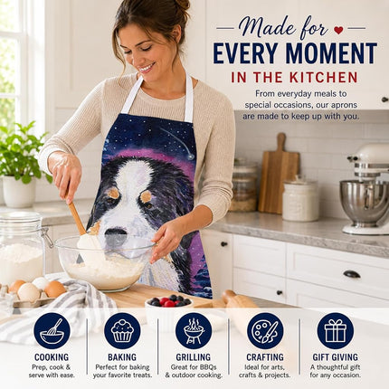 Caroline's Treasures SS8446APRON Starry Night Bernese Mountain Dog Apron, Large, Multicolor