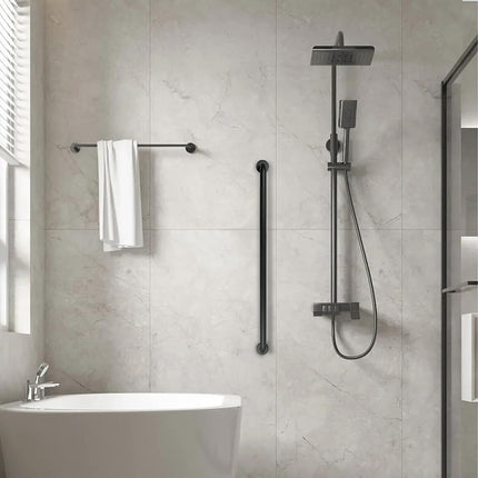 Rackickyer Shower Grab Bar, 2 Pack 39.4 Inch Black Bathroom Grab Bar, 1.25" Diameter 304 Stainless Steel Anti-Slip Grab Bars for Bathtubs and Showers, Handicap Shower Grab Bar for Seniors Elderly