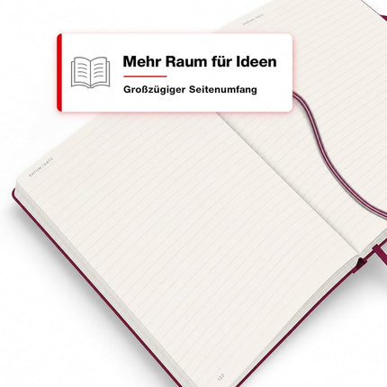 Notebook Medium (A5) Ruled, Hardcover, 251 Numbered Pages, Port Red