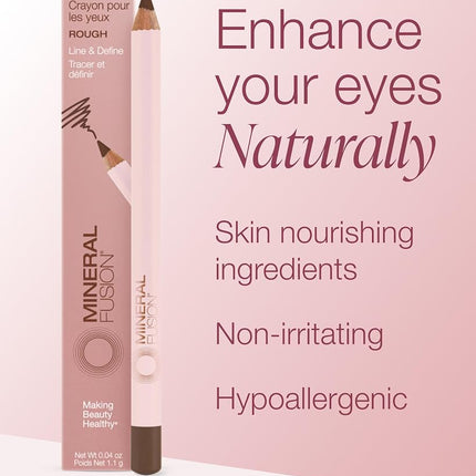 Mineral Fusion Eye Pencil, Light Brown Eyeliner with Soothing Chamomile, Meadowfoam & Vitamin E, Velvety Smooth, Hypoallergenic Eye Makeup, Line & Define, Long-Lasting Eyeliner Pencil, Rough, 0.04 Oz