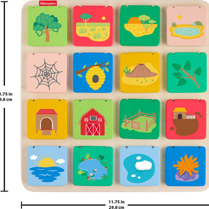 Fisher-Price Juguete de Preescolar de Madera Tablero Lift & Reveal, Actividad de Aprendizaje Temprano para el Juego de Desarrollo de Habilidades Motrices Finas Niños de 3+ Años
