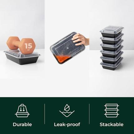 Enther Meal Prep Containers 12 Pack 1 Compartment Single Lids Food Storage Bento BPA Free | Stackable | Reusable Lunch Boxes, Microwave/Dishwasher/Freezer Safe Portion Control (28 oz)