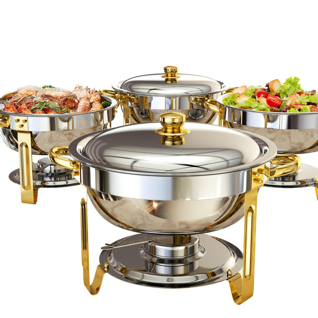 Chafing Dishes for Buffet, 4 Pack 5QT Round Chafin