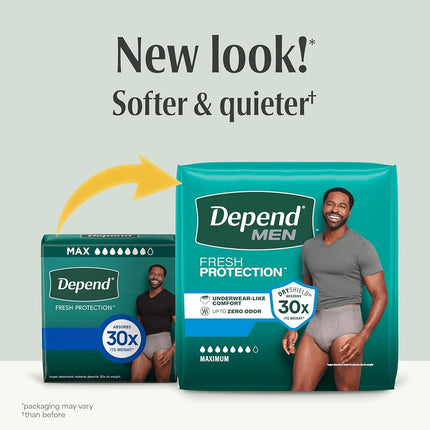 Depend FIT-FLEX Incontinence Underwear for Men, Maximum Absorbency, L, Gray (Packaging may vary)