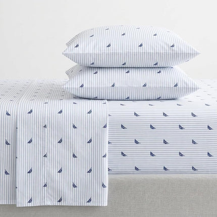 Nautica Cotton Percale Sheet Set, Full, Audley