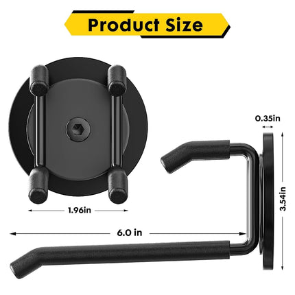 Lvoess Strong Magnetic Hooks Heavy Duty - 2 Pack Rare Earth Magnets for Garage Utility Storage 20lb Hold | Hang Ladder, Power Tools, Toolbox, Shovel, Broom, Extension Cord(E-Blackpro 2)