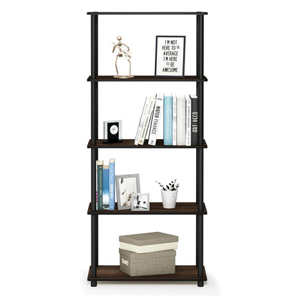 Furinno TURN-N-TUBE 5-Tier Tool-Free Corner Shelf, Columbia Walnut