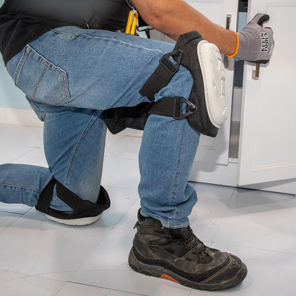 Klein Tools 60896 Knee Pad, Non-Marring, Gel-Like Padding, Semi-Round Stabilizing Knee Pads with Adjustable Straps for Construction and Flooring