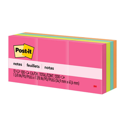 Post-it Notes 653AN Original Pads in Cape Town Colors, 1 1/2 x 2, 100-Sheet (Pack of 12)